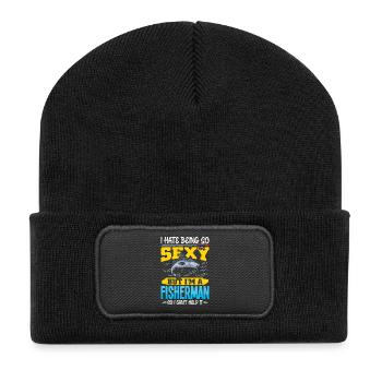 Fisherman Fish Fishing Sayings Funny Angler - Recycled Patch Beanie - black - Front