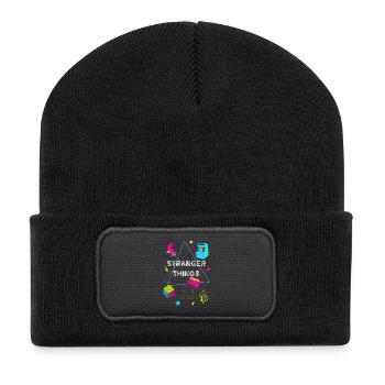 80er Neon Retro Gaming - Recycelte Patch Beanie - Schwarz - Vorne