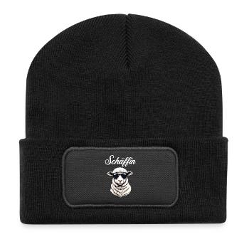 Schäffin – Le patron décontracté en style laine - Beanie recyclé à patch - noir - Devant