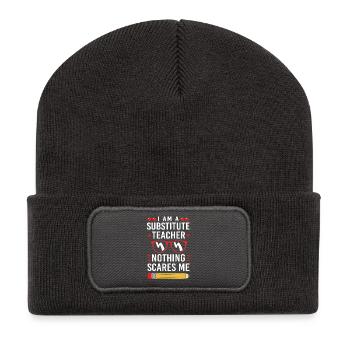 Aushilfslehrer Ersatzlehrerin Vertretungslehrer - Recycelte Patch Beanie - Dunkelgrau - Vorne