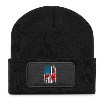 Patriotic Koi Fish USA Flag Pond Life Pride - Recycled Patch Beanie - black - Front