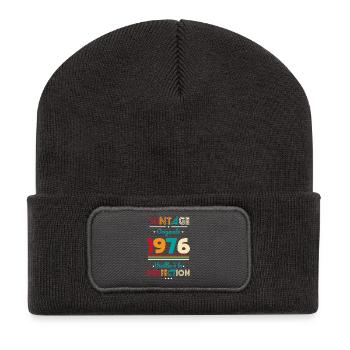 1976 – Vintage – Perfekt gereift - Recycelte Patch Beanie - Dunkelgrau - Vorne