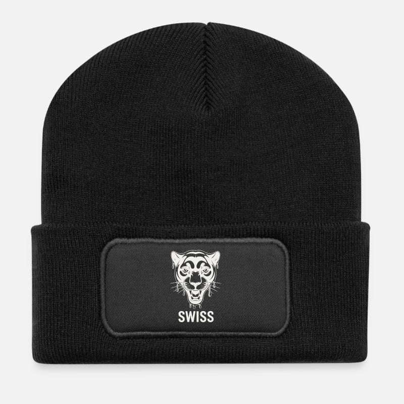 Tropfender Tigerkopf Schweizer Stil - Recycelte Patch Beanie - Schwarz