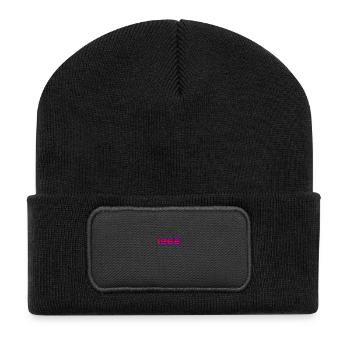 1966 Retro Neon Typografie - Recycelte Patch Beanie - Schwarz - Vorne