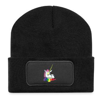 Tête coupée d'une licorne - Beanie recyclé à patch - noir - Devant