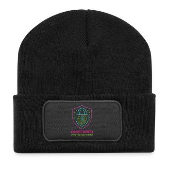 Shield 0xSecure Cyber-Penetrationstester - Recycelte Patch Beanie - Schwarz - Vorne