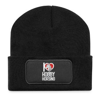 Ich liebe Hobby Horsing - Recycelte Patch Beanie - Schwarz - Vorne