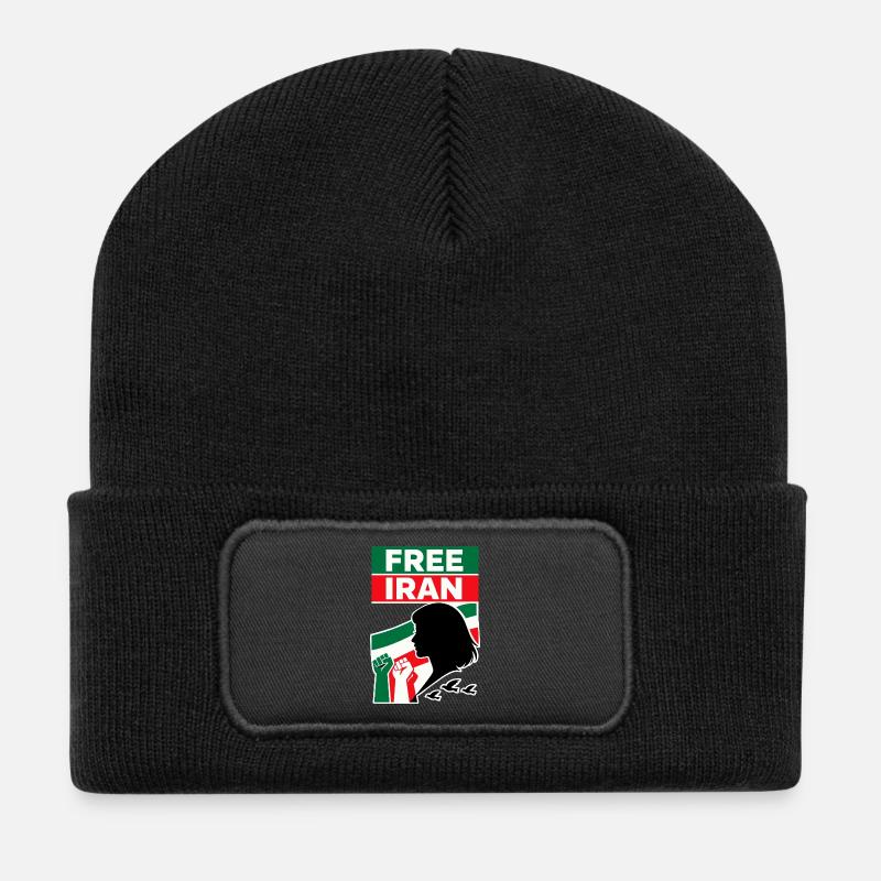 Free Iran - Recycelte Patch Beanie - Schwarz