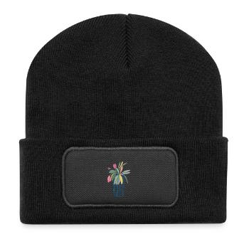 Colorful bouquet in vase tulips design - Recycled Patch Beanie - black - Front