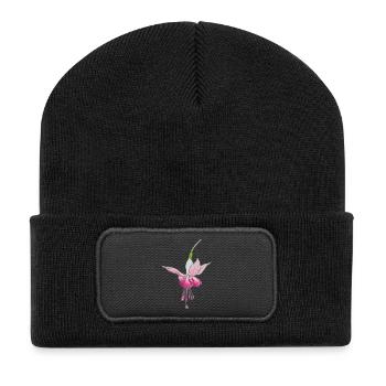 Fuchsienblüte - Recycelte Patch Beanie - Schwarz - Vorne