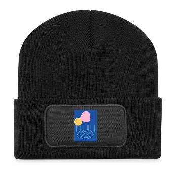 abstrakt - Recycelte Patch Beanie - Schwarz - Vorne