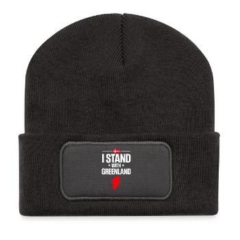 Soutien Groenland Carte Drapeau - Beanie recyclé à patch - charbon - Devant