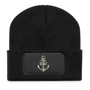 But Did We Sink? Sailor Sail Captain - Recycelte Patch Beanie - Schwarz - Vorne