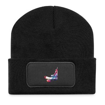 Hockey player sport art #hockey #sport - Recycled Patch Beanie - black - Front