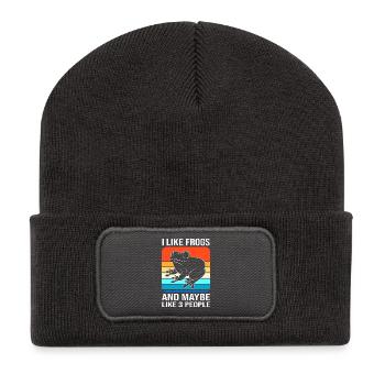 Laubfrosch Frosch - Recycelte Patch Beanie - Dunkelgrau - Vorne