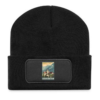 Liechtenstein Vaduz Castle Travel Art - Recycled Patch Beanie - black - Front
