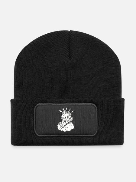Punk Angel – Chérubin avec casque - Beanie recyclé à patch - noir