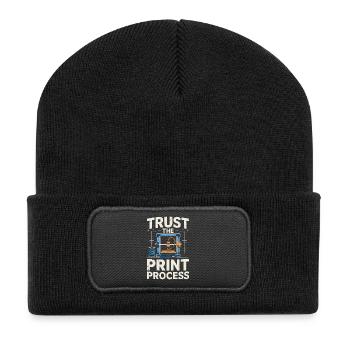 Trust The Print Process Funny 3D Printing Saying - Recycled Patch Beanie - black - Front