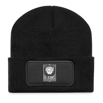 Sonnen-Sarkasmus: Sorry, nicht entschuldigt - Recycelte Patch Beanie - Schwarz - Vorne