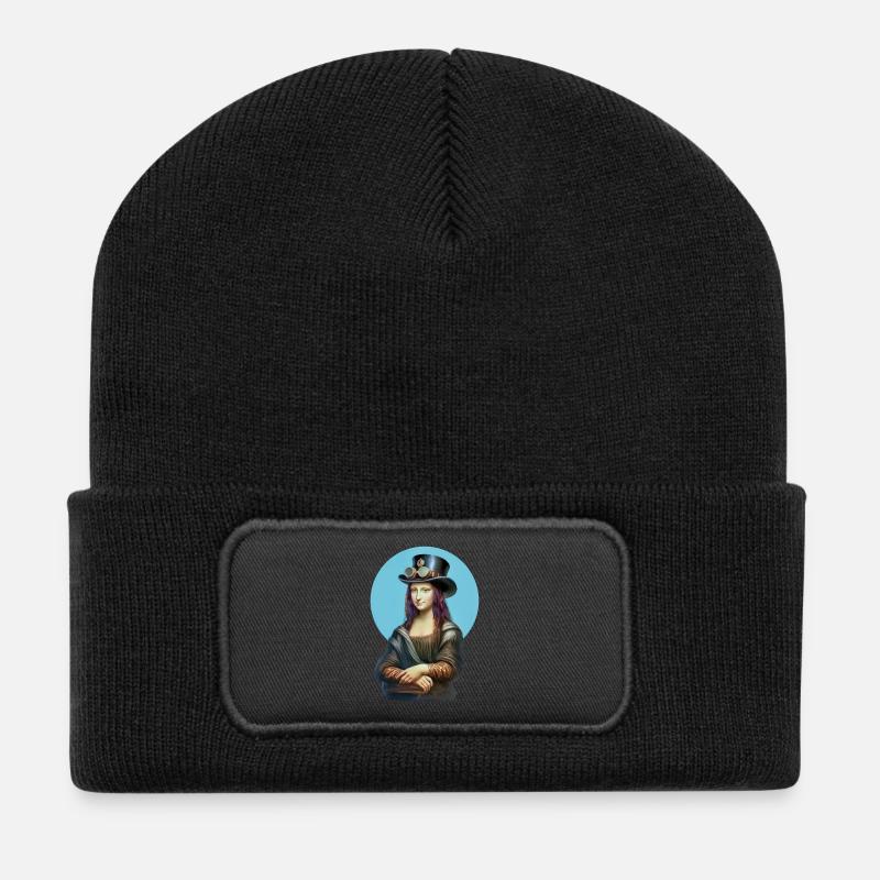 STEAM MONA - steam punk'n'roll - Recycled Patch Beanie - black