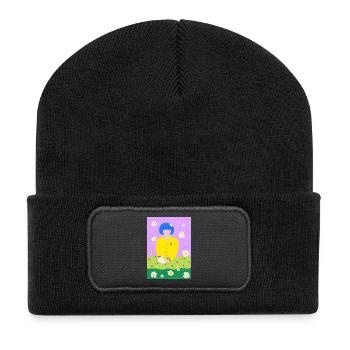 Femme lectrice dans le jardin - Beanie recyclé à patch - noir - Devant