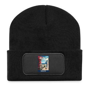 Erleben Sie das Mittelmeerparadies Naxos in Griechenland - Recycelte Patch Beanie - Schwarz - Vorne