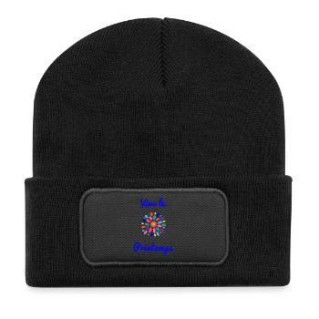 SPRING. CHERRY. GARDEN. NATURE. FLOWER. FLOWER. - Recycled Patch Beanie - black - Front