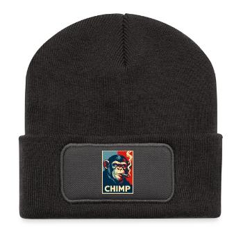 Retro-Schimpanse-Zigarren-Poster - Recycelte Patch Beanie - Dunkelgrau - Vorne