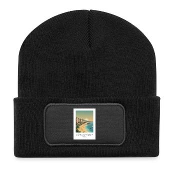 Côte d’Azur Riviera Sommerstrand - Recycelte Patch Beanie - Schwarz - Vorne