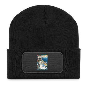 Entdecken Sie die zeitlose Schönheit von Rhodos in Griechenland - Recycelte Patch Beanie - Schwarz - Vorne