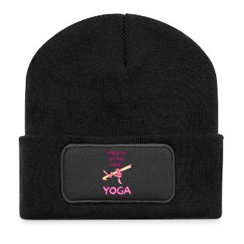 Stricken ist das neue Yoga - Recycelte Patch Beanie - Schwarz - Vorne