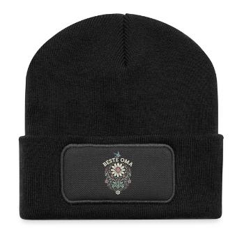 Best Grandma Flowers Gift for Grandmother Mother's Day - Recycled Patch Beanie - black - Front