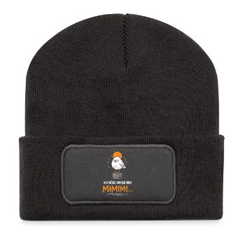 Ich höre immer nur Mimimi – Lustiger Spruch - Recycelte Patch Beanie - Dunkelgrau - Vorne