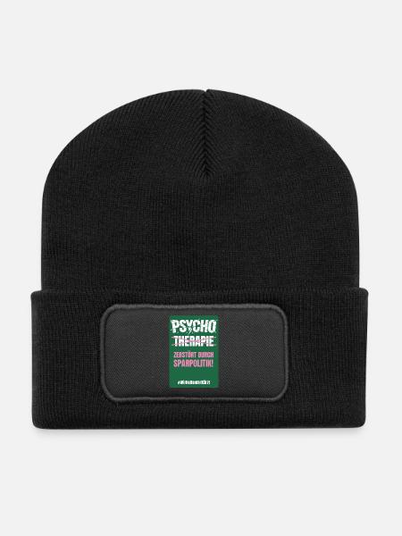 PSYCHO_05 - Recycelte Patch Beanie - Schwarz