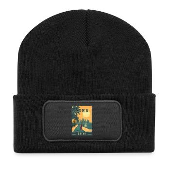 Discover Desert City Skyline of Doha in Qatar - Recycled Patch Beanie - black - Front