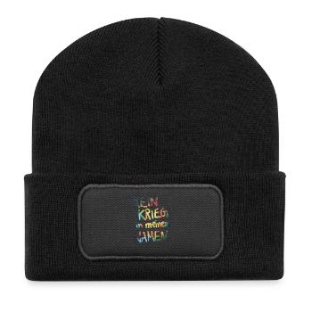 Kein Krieg in meinem Namen - Recycelte Patch Beanie - Schwarz - Vorne