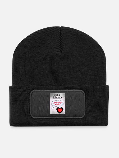 Make it true – You can do it Heart - Recycled Patch Beanie - black