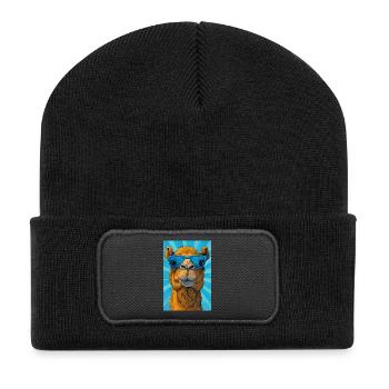 Kamel - Recycelte Patch Beanie - Schwarz - Vorne