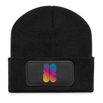 Vintage 2006 - Recycelte Patch Beanie - Schwarz - Vorne