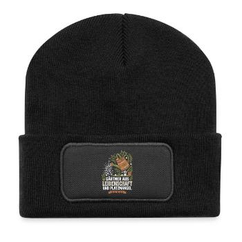 Gärtner Balkon Platzmangel Spruch - Recycelte Patch Beanie - Schwarz - Vorne