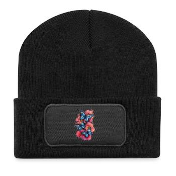 Butterfly Flower - Recycled Patch Beanie - black - Front