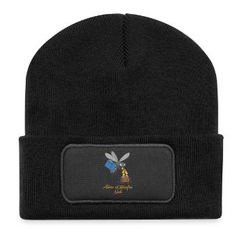 Atmen ist steuerfrei. Noch ! - Recycelte Patch Beanie - Schwarz - Vorne