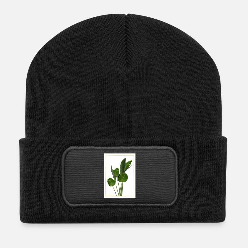 Bananenblatt Tropenpracht - Recycelte Patch Beanie - Schwarz