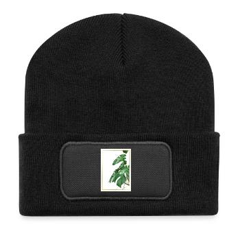 Monstera leaves in gold frame - Recycled Patch Beanie - black - Front
