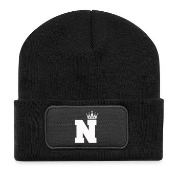 buchstabe_N_Krone - Recycelte Patch Beanie - Schwarz - Vorne