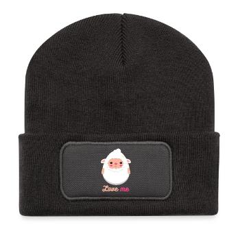 Schaf - Recycelte Patch Beanie - Dunkelgrau - Vorne