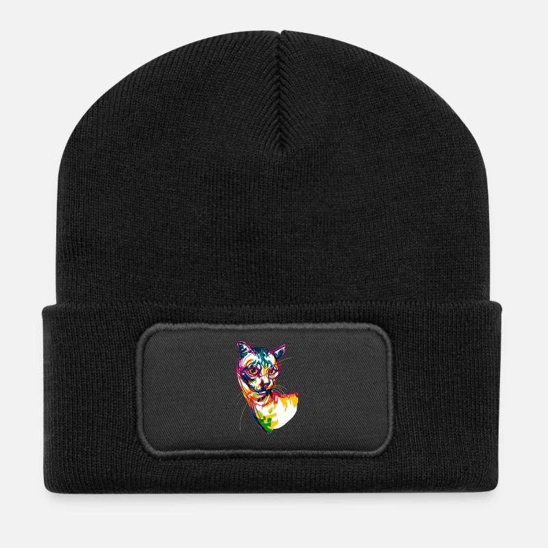 Neonkatze - Recycelte Patch Beanie - Schwarz