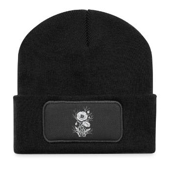 Fleurs de pavot - Beanie recyclé à patch - noir - Devant