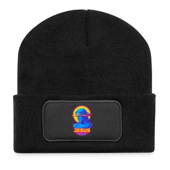 Glitch rétro de Jesus Loves You - Beanie recyclé à patch - noir - Devant