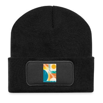 Abstrakte Geometrie mit organischen Formen Retro  - Recycelte Patch Beanie - Schwarz - Vorne